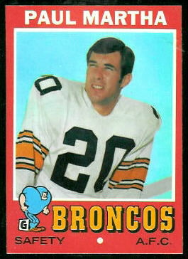 Paul Martha 1971 Topps football card