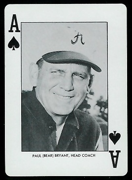 Bear Bryant 1972 Alabama Playing Cards football card