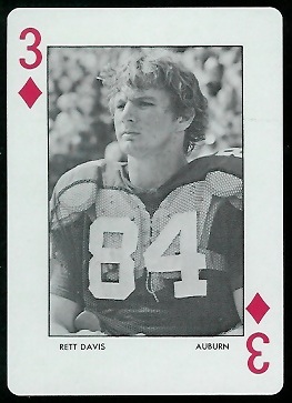 Rett Davis 1972 Auburn Playing Cards football card
