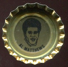 Al Matthews 1972 Coke Caps Packers football card
