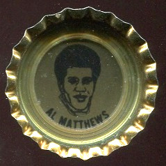 Al Matthews 1972 Coke Caps Packers football card Al Matthews 1972 Coke Caps Packers football card