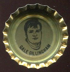 Gale Gillingham 1972 Coke Caps Packers football card Gale Gillingham 1972 Coke Caps Packers football card