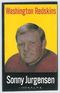 Sonny Jurgensen 1972 NFLPA Iron Ons football card