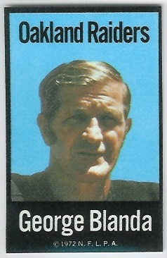 George Blanda 1972 NFLPA Iron Ons football card