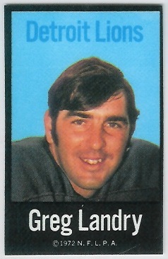 Greg Landry 1972 NFLPA Iron Ons football card