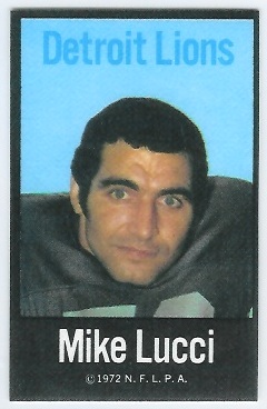 Mike Lucci 1972 NFLPA Iron Ons football card