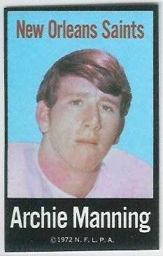 Archie Manning 1972 NFLPA Iron Ons football card