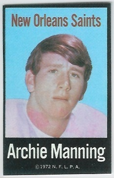Archie Manning 1972 NFLPA Iron Ons football card Archie Manning 1972 NFLPA Iron Ons football card