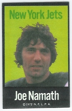 Joe Namath 1972 NFLPA Iron Ons football card