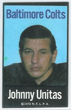 John Unitas 1972 NFLPA Iron Ons football card
