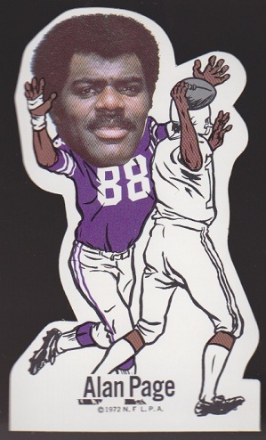 Alan Page 1972 NFLPA Vinyl Stickers football card Alan Page 1972 NFLPA Vinyl Stickers football card