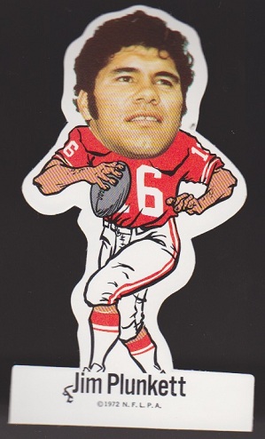 Jim Plunkett 1972 NFLPA Vinyl Stickers football card Jim Plunkett 1972 NFLPA Vinyl Stickers football card