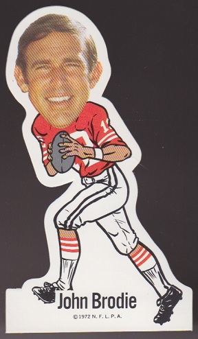 John Brodie 1972 NFLPA Vinyl Stickers football card John Brodie 1972 NFLPA Vinyl Stickers football card