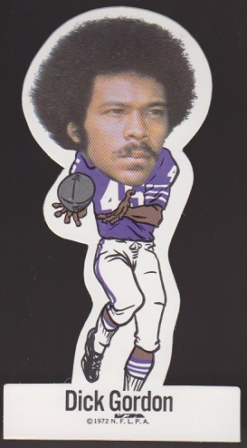 Dick Gordon 1972 NFLPA Vinyl Stickers football card