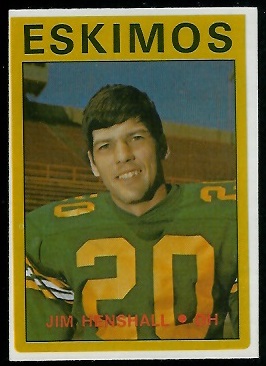 Jim Henshall 1972 O-Pee-Chee CFL football card