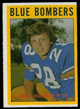 Paul Markle 1972 O-Pee-Chee CFL football card