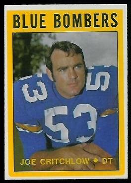 Joe Critchlow 1972 O-Pee-Chee CFL football card Joe Critchlow 1972 O-Pee-Chee CFL football card
