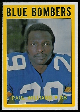 Paul Williams 1972 O-Pee-Chee CFL football card