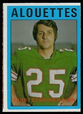 Terry Evanshen 1972 O-Pee-Chee CFL football card Terry Evanshen 1972 O-Pee-Chee CFL football card