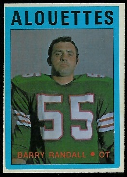 Barry Randall 1972 O-Pee-Chee CFL football card