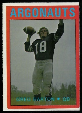 Greg Barton 1972 O-Pee-Chee CFL football card