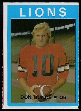 Don Bunce 1972 O-Pee-Chee CFL football card