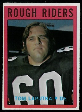 Tom Laputka 1972 O-Pee-Chee CFL football card Tom Laputka 1972 O-Pee-Chee CFL football card