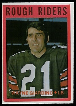 Wayne Giardino 1972 O-Pee-Chee CFL football card