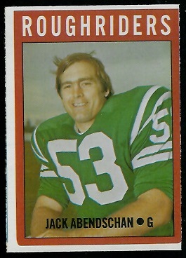 Jack Abendschan 1972 O-Pee-Chee CFL football card