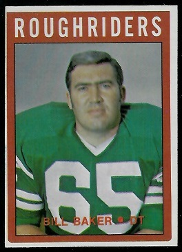 Bill Baker 1972 O-Pee-Chee CFL football card