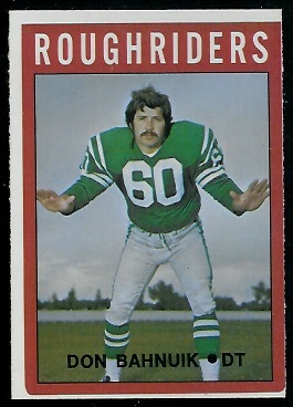 Don Bahnuik 1972 O-Pee-Chee CFL football card