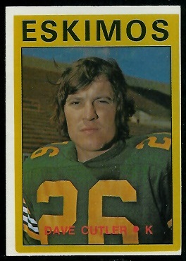 Dave Cutler 1972 O-Pee-Chee CFL football card Dave Cutler 1972 O-Pee-Chee CFL football card