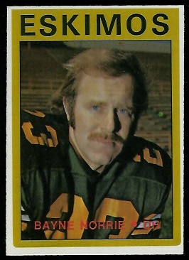 Bayne Norrie 1972 O-Pee-Chee CFL football card