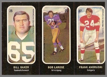 Bill Baker, Bob LaRose, Frank Andruski 1972 O-Pee-Chee Stickers football card Bill Baker, Bob LaRose, Frank Andruski 1972 O-Pee-Chee Stickers football card