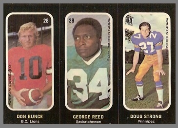 Don Bunce, George Reed, Doug Strong 1972 O-Pee-Chee Stickers football card