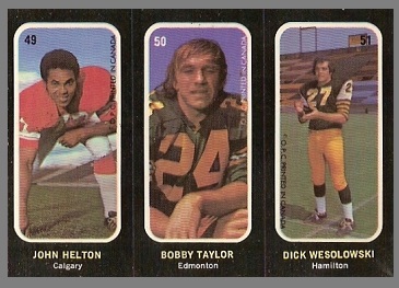 John Helton, Bobby Taylor, Dick Wesolowski 1972 O-Pee-Chee Stickers football card John Helton, Bobby Taylor, Dick Wesolowski 1972 O-Pee-Chee Stickers football card