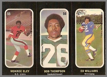 Monroe Eley, Bob Thompson, Ed Williams 1972 O-Pee-Chee Stickers football card