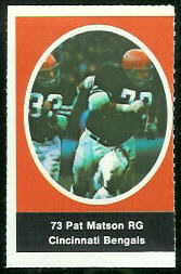 Pat Matson 1972 Sunoco Stamps football card