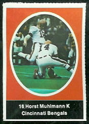Horst Muhlmann 1972 Sunoco Stamps football card Horst Muhlmann 1972 Sunoco Stamps football card