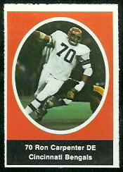 Ron Carpenter 1972 Sunoco Stamps football card