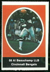 Al Beauchamp 1972 Sunoco Stamps football card