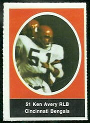 Ken Avery 1972 Sunoco Stamps football card