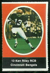 Ken Riley 1972 Sunoco Stamps football card