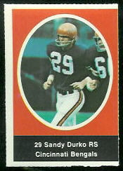 Sandy Durko 1972 Sunoco Stamps football card