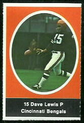 Dave Lewis 1972 Sunoco Stamps football card