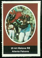 Art Malone 1972 Sunoco Stamps football card