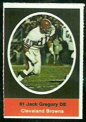 Jack Gregory 1972 Sunoco Stamps football card