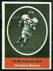 Bill Andrews 1972 Sunoco Stamps football card