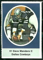 Dave Manders 1972 Sunoco Stamps football card