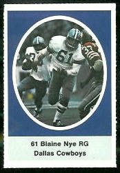 Blaine Nye 1972 Sunoco Stamps football card